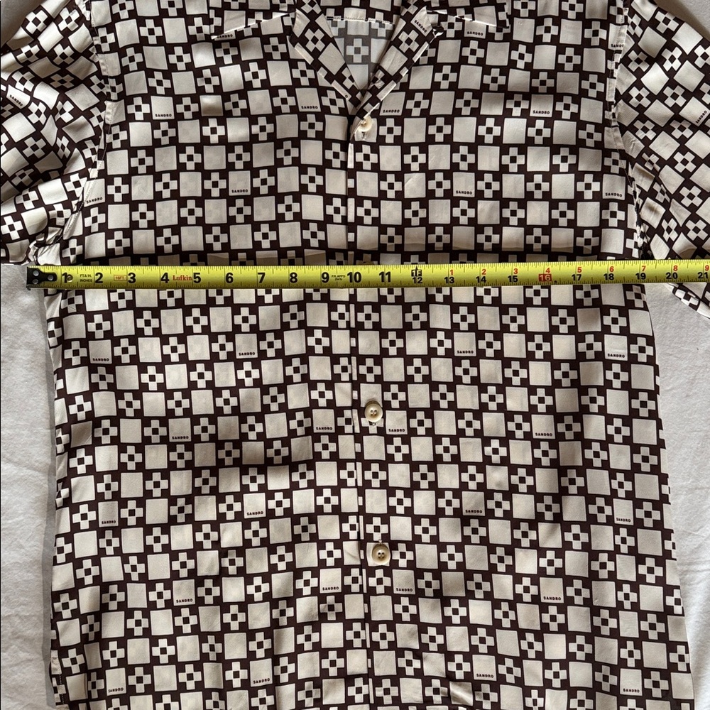 Sandro Brown and Cream Geometric Men's Shirt - Picture 7 of 10